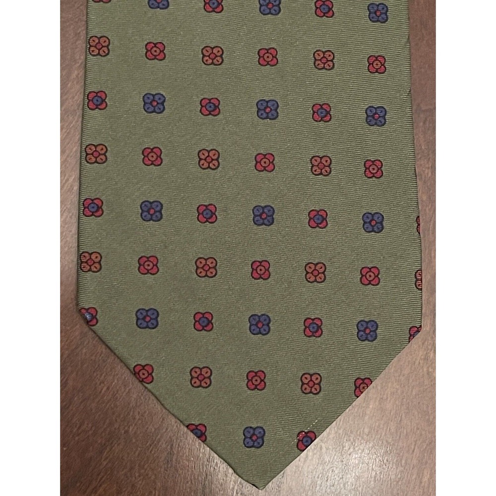 Faconnable Green Hand Made 100% Silk Men’s Neck Tie Made In France